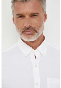 Michael Kors koszula męska kolor biały slim z kołnierzykiem button-down. Typ kołnierza: button down. Kolor: biały #3