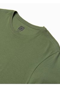 Ombre Clothing - T-shirt męski bawełniany BASIC - khaki V6 S1370 - M. Kolor: brązowy. Materiał: bawełna. Styl: klasyczny #5