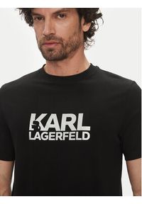 Karl Lagerfeld - KARL LAGERFELD T-Shirt 755087 552235 Czarny Regular Fit. Typ kołnierza: dekolt w karo. Kolor: czarny. Materiał: bawełna #3