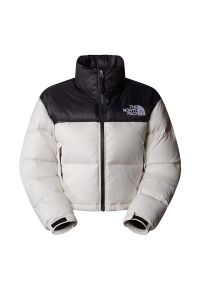 Kurtka The North Face Nuptse Short Jacket 0A5GGEROU1 - biało-czarna. Kolor: wielokolorowy, czarny, biały. Materiał: puch. Długość: krótkie. Wzór: aplikacja