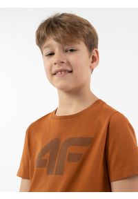 4f - T-shirt z nadrukiem chłopięcy. Kolor: brązowy. Materiał: bawełna. Wzór: nadruk #2