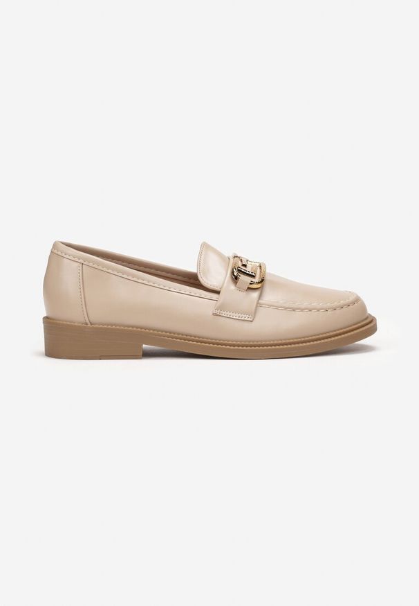 Born2be - Beżowe Mokasyny z Klamerką Solomia. Okazja: na co dzień. Kolor: beżowy. Styl: elegancki, casual