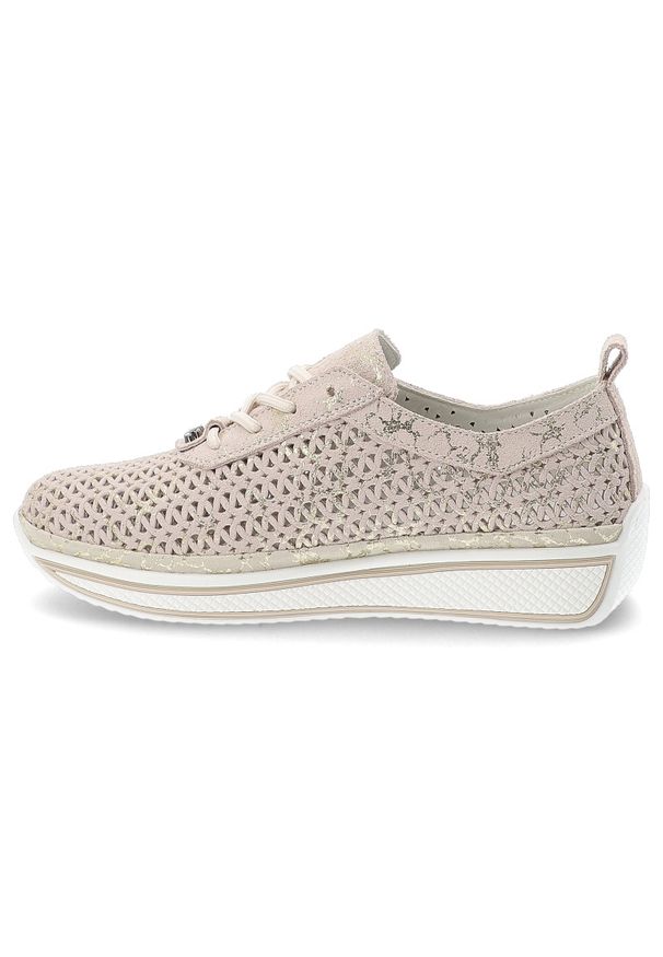 Sneakersy damskie Vinceza, ze skóry naturalnej zamszowej ażurowa cholewka sznurowanie lekka platforma casual, beżowe, 95387. Okazja: na co dzień. Zapięcie: sznurówki. Kolor: beżowy. Materiał: zamsz, skóra. Szerokość cholewki: normalna. Wzór: ażurowy. Obcas: na platformie. Styl: casual