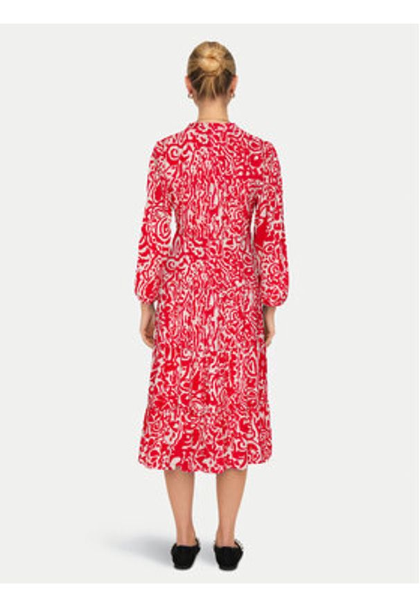 only - ONLY Sukienka koszulowa Milana 15308233 Czerwony Loose Fit. Kolor: czerwony. Materiał: wiskoza. Typ sukienki: koszulowe