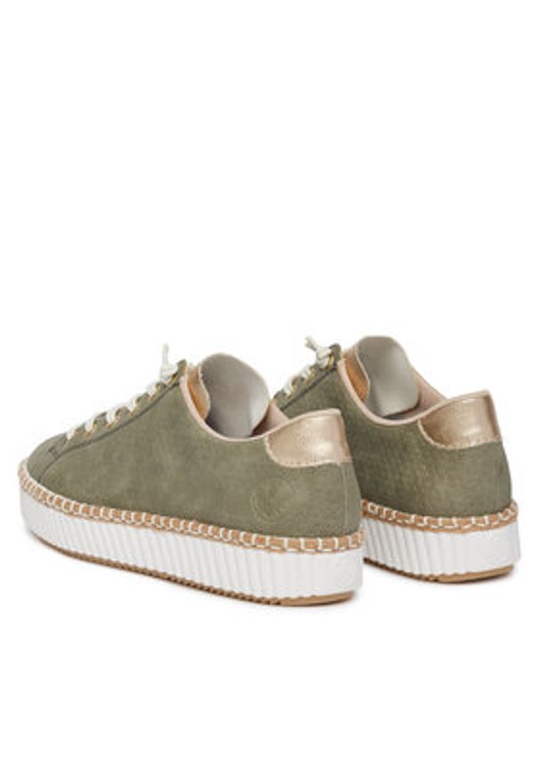 Rieker Sneakersy M2952-52 Khaki. Kolor: brązowy. Materiał: skóra
