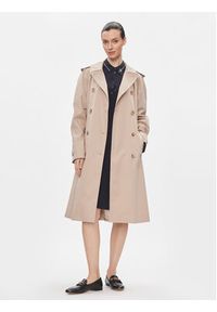 TOMMY HILFIGER - Tommy Hilfiger Trencz Cotton Classic Trench WW0WW40482 Beżowy Regular Fit. Kolor: beżowy. Materiał: bawełna #7
