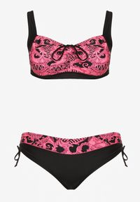Born2be - Fuksjowe Bikini ze Ściągaczami Biustonosz i Majtki Figi Miladenna. Kolekcja: plus size. Kolor: różowy. Materiał: len. Wzór: aplikacja #4