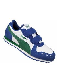 Buty do chodzenia dla dzieci Puma Cabana Racer Sl 20 V Ps. Zapięcie: rzepy. Kolor: biały, niebieski, wielokolorowy. Materiał: guma, syntetyk, tkanina, materiał. Szerokość cholewki: normalna. Sport: turystyka piesza