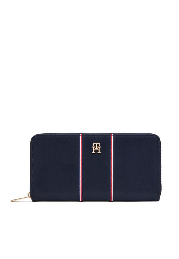 TOMMY HILFIGER - Duży Portfel Damski Tommy Hilfiger. Kolor: niebieski. Materiał: nylon