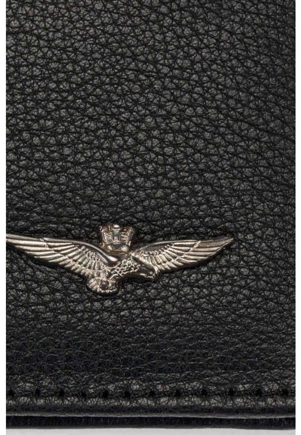 Aeronautica Militare - AERONAUTICA MILLITARE Skórzany męski portfel z orłem. Kolor: czarny. Materiał: skóra