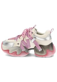Różowe Sneakersy GOE Stylowe Obuwie Damskie. Okazja: na co dzień. Zapięcie: sznurówki. Kolor: różowy. Materiał: materiał. Styl: elegancki #5