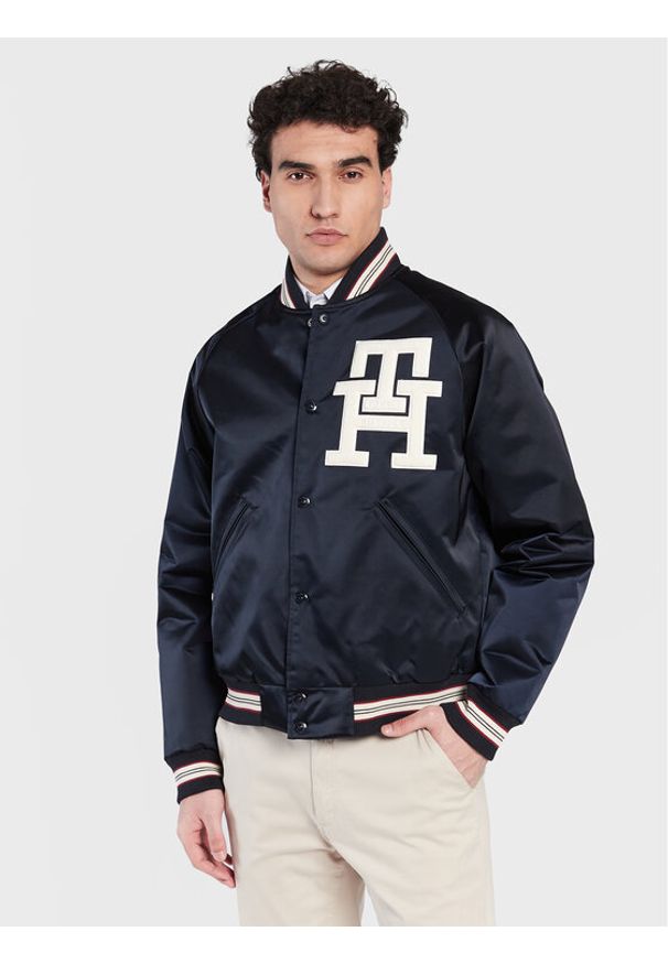 TOMMY HILFIGER - Tommy Hilfiger Kurtka bomber Varsity MW0MW29017 Granatowy Regular Fit. Kolor: niebieski. Materiał: syntetyk