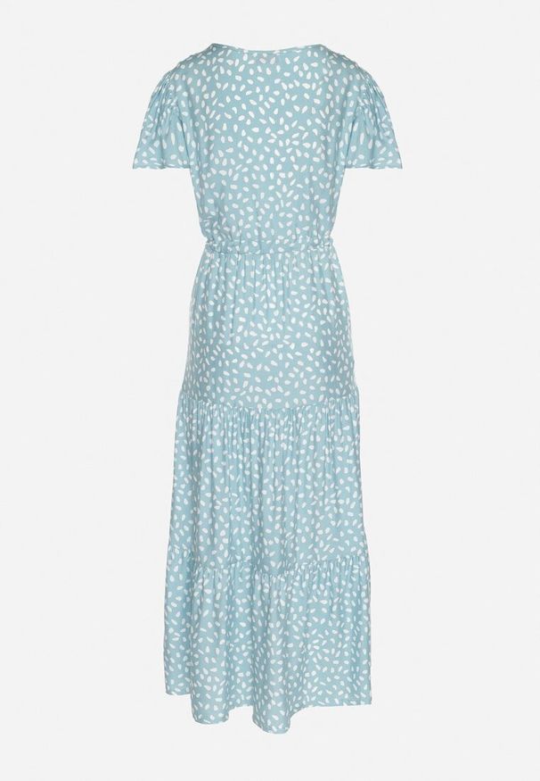 Born2be - Jasnoniebieska Sukienka z Bawełną i Geometrycznym Wzorem Lunavella. Okazja: na co dzień, na spacer. Kolor: niebieski. Materiał: bawełna. Wzór: geometria. Sezon: lato. Typ sukienki: proste. Styl: casual, elegancki