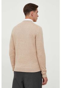 BOSS sweter z domieszką wełny kolor beżowy. Kolor: beżowy. Materiał: wełna #4