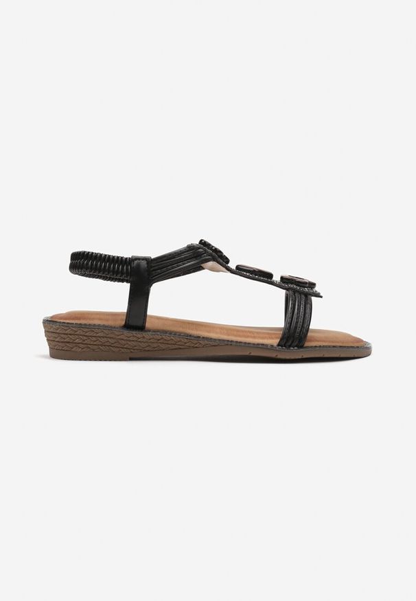 Born2be - Czarne Sandały Boho z Ozdobnymi Kryształkami Usuime. Okazja: na co dzień, na spacer. Kolor: czarny. Sezon: lato. Obcas: na obcasie. Styl: boho. Wysokość obcasa: niski