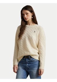 Polo Ralph Lauren Sweter 211971865001 Biały Slim Fit. Typ kołnierza: polo. Kolor: biały. Materiał: wełna