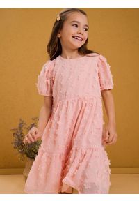 Sinsay - Sukienka z kwiatkami 3D - pomarańczowy. Kolor: pomarańczowy. Wzór: kwiaty #1