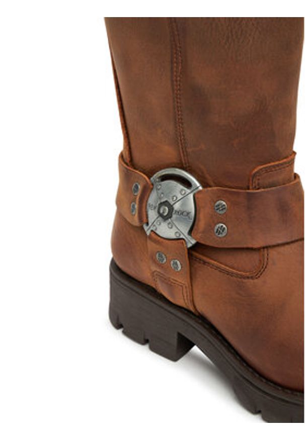 NEW ROCK Kozaki M-7610-C2 Brązowy. Kolor: brązowy. Materiał: skóra. Styl: rockowy