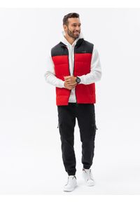 Ombre Clothing - BEZRĘKAWNIK MĘSKI PIKOWANY V63 -. Kolor: czerwony. Materiał: poliester. Długość rękawa: bez rękawów #3