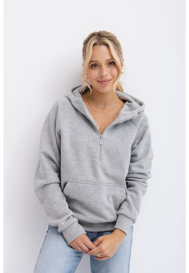 BLUZA VIVIEN SZARY MELANŻ L - Flawless. Okazja: na co dzień. Kolor: szary. Materiał: bawełna. Wzór: melanż. Sezon: lato, zima, jesień. Styl: klasyczny, casual