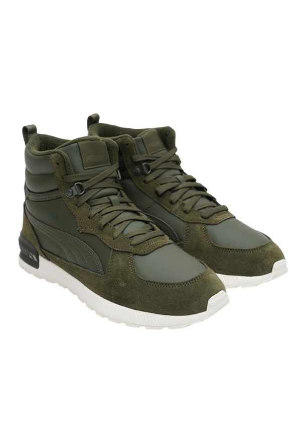 Puma - Męskie Buty Gravition Leather Mid. Kolor: zielony. Sezon: zima