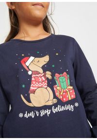 bonprix - Shirt dziewczęcy z długim rękawem i bożonarodzeniowym nadrukiem (2 szt.), z bawełny organicznej. Kolor: czerwony. Materiał: bawełna. Długość rękawa: długi rękaw. Długość: długie. Wzór: nadruk #3