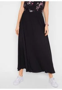 Długa spódnica z dżerseju bonprix czarny. Kolor: czarny. Materiał: jersey. Długość: długie #4