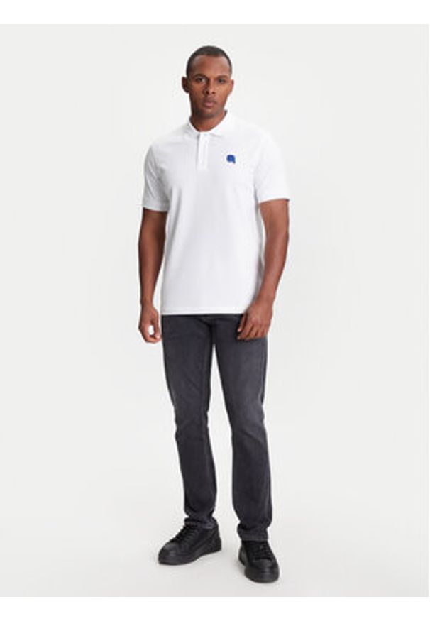 Karl Lagerfeld - KARL LAGERFELD Polo 745022 553231 Biały Regular Fit. Typ kołnierza: polo. Kolor: biały. Materiał: bawełna
