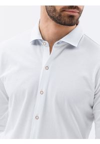 Ombre Clothing - Koszula męska dzianinowa z długim rękawem - biała V1 K540 - XXL. Kolor: biały. Materiał: dzianina. Długość rękawa: długi rękaw. Długość: długie. Wzór: kropki #4