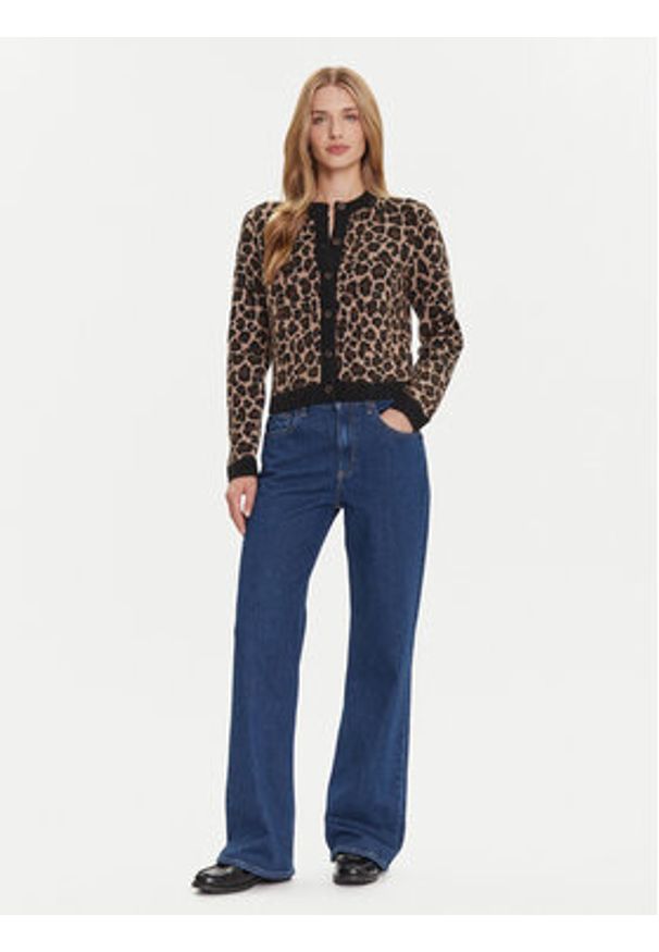 Tommy Jeans Kardigan Leopard DW0DW21968 Brązowy Regular Fit. Kolor: brązowy. Materiał: syntetyk