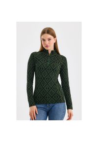 WOOLONA - Damska Koszulka Termoaktywna 100% Wełna Merino (230 g/m²) Venus Woolona. Kolor: zielony. Materiał: wełna. Sport: turystyka piesza