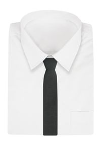 Męski Krawat - Czarny z Fakturą - Angelo di Monti. Kolor: czarny. Materiał: tkanina. Styl: elegancki, wizytowy