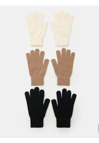Sinsay - Rękawiczki mitenki 3 pack - kremowy. Kolor: kremowy