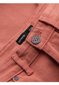 Ombre Clothing - Męskie jeansowe klasyczne szorty z podwiniętą nogawką – koralowe V6 - Rozmiar: L. Kolor: pomarańczowy. Materiał: jeans. Sezon: lato. Styl: klasyczny #9