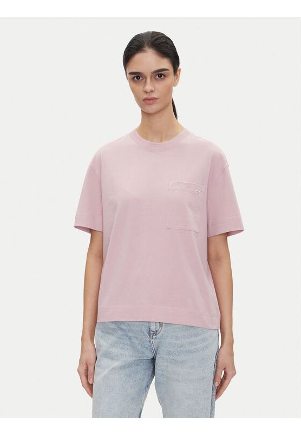 Lee T-Shirt Pocket 112363619 Fioletowy Relaxed Fit. Kolor: fioletowy. Materiał: bawełna