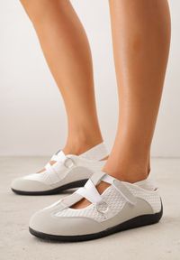 Renee - Szare Sneakeriny z Siateczki z Zapięciem na Rzep Vianate. Okazja: na co dzień. Zapięcie: rzepy. Kolor: szary. Materiał: skóra, koronka #9