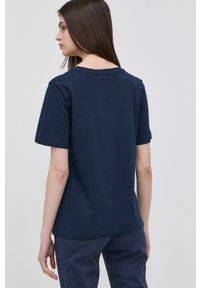 Trussardi Jeans - Trussardi t-shirt bawełniany kolor granatowy. Okazja: na co dzień. Kolor: niebieski. Materiał: bawełna. Wzór: nadruk. Styl: casual #2