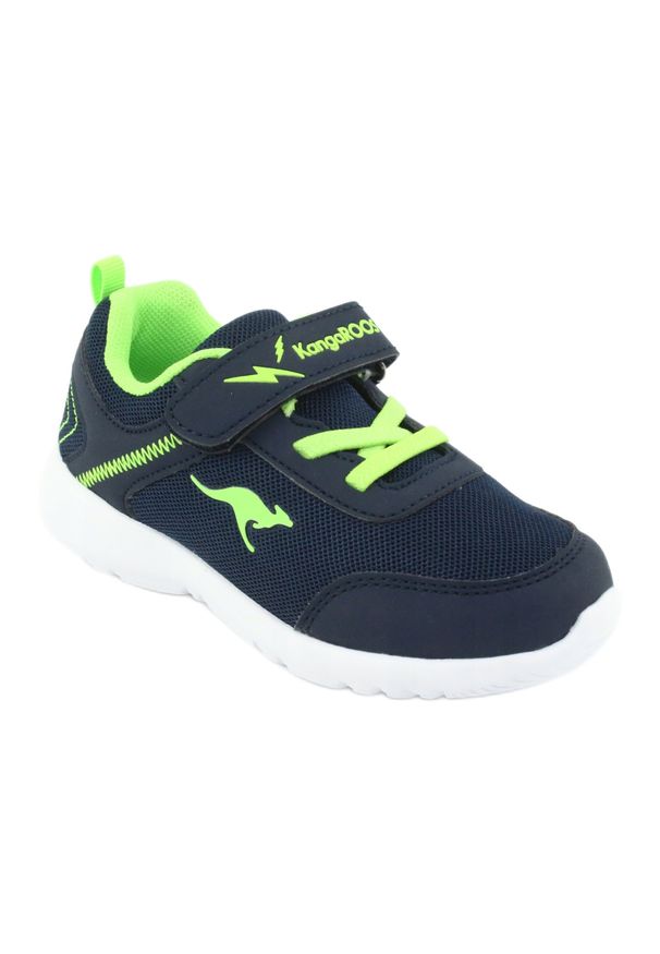 KangaRoos - Lekkie Buty sportowe KangaROOS 02050 granatowe zielone. Zapięcie: rzepy. Kolor: wielokolorowy, zielony, niebieski. Materiał: syntetyk, materiał, tkanina