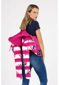 Invicta - INVICTA Różowa kurtka damska w białe pasy i logo, Rozmiar S. Kolor: różowy #5