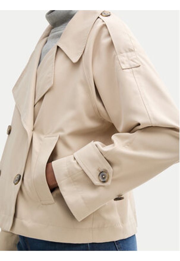 Tom Tailor Denim Trencz 1045530 Beżowy Loose Fit. Kolor: beżowy. Materiał: syntetyk