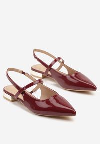 Renee - Bordowe Sandały Vices Typu Slingback ze Skórzaną Wkładką i Metaliczną Ozdobą Milozi. Okazja: na co dzień. Zapięcie: sprzączka. Kolor: czerwony. Materiał: skóra. Wzór: aplikacja. Sezon: lato. Styl: klasyczny, casual, elegancki #6