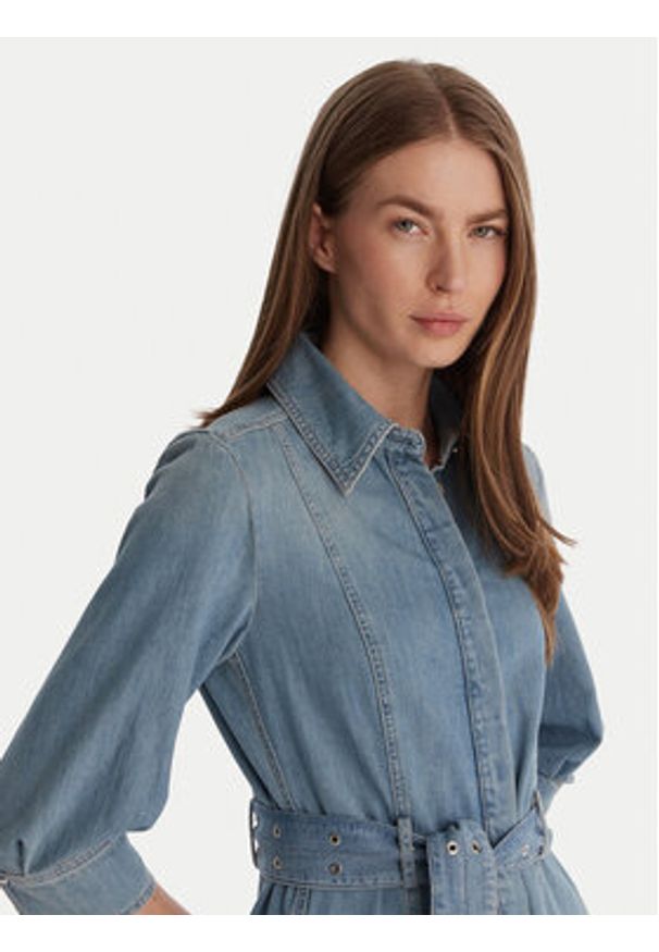 Marella Sukienka jeansowa Giambo 2613221024 Niebieski Regular Fit. Kolor: niebieski. Materiał: bawełna