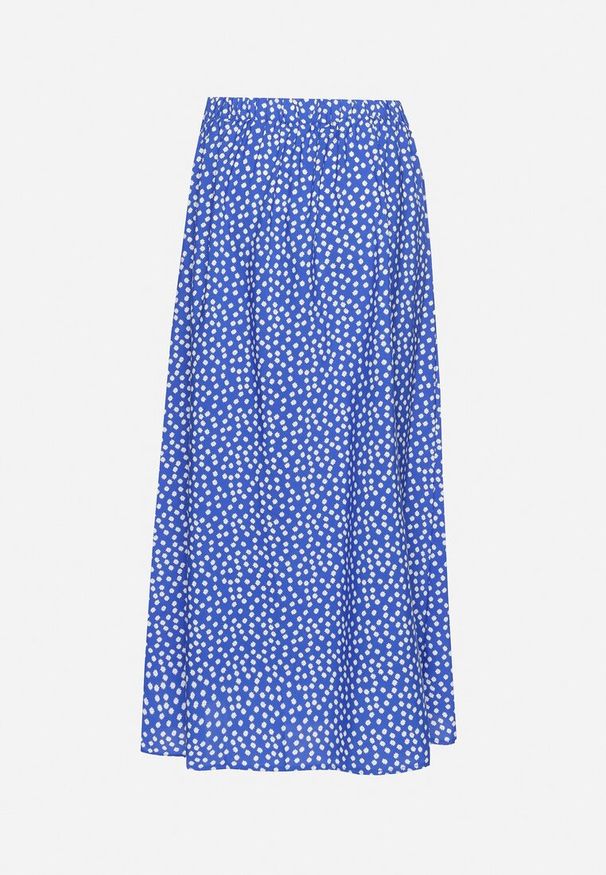 Born2be - Niebieska Spódnica z Gumką w Pasie z Rozcięciem z Boku Comella. Okazja: na co dzień, na spotkanie biznesowe. Kolor: niebieski. Styl: elegancki, biznesowy, casual