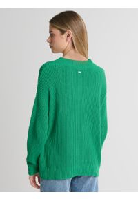 Big-Star - Sweter damski z wiskozy z dekoltem v-neck zielony Cyntiana 301. Kolor: zielony. Materiał: wiskoza. Wzór: ze splotem, kolorowy. Styl: elegancki #6