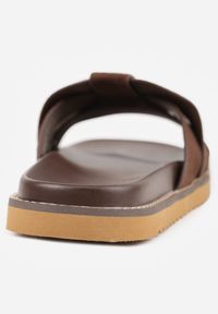 Born2be - Cienobrązowe Klapki VICES z Przeplatanymi Paskami Anreene. Okazja: na co dzień. Kolor: brązowy. Materiał: len. Wzór: paski. Styl: casual, klasyczny, elegancki #8