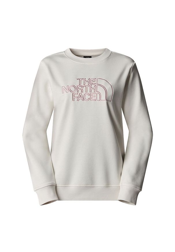 Bluza damska The North Face Drew Peak Light Crew 0A8C1EATW1 - biała. Kolor: biały. Materiał: bawełna, poliester. Styl: klasyczny. Sport: wspinaczka