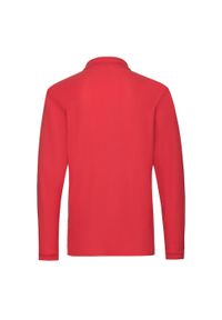 FRUIT OF THE LOOM - Męska Koszulka Polo Premium Z Długim Rękawem. Typ kołnierza: polo. Kolor: czerwony. Długość rękawa: długi rękaw. Długość: długie