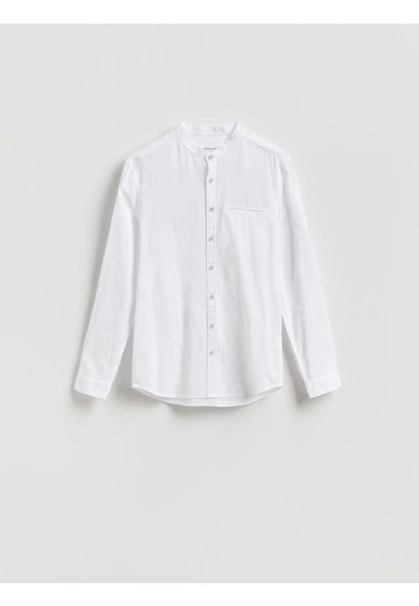 Reserved - Koszula slim fit z lnem - biały. Kolor: biały. Materiał: len