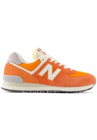 Buty unisex New Balance U574RCB – pomarańczowe. Okazja: na co dzień. Kolor: pomarańczowy. Materiał: skóra, guma, syntetyk, materiał. Szerokość cholewki: normalna. Model: New Balance 574