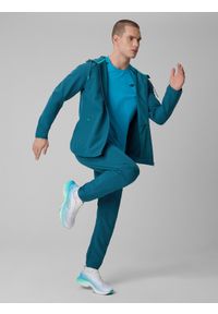 4f - 4F Bluza treningowa regular z kapturem męska - granatowa L. Okazja: na co dzień. Typ kołnierza: kaptur. Kolor: niebieski. Materiał: skóra, materiał. Długość rękawa: raglanowy rękaw. Styl: casual, sportowy #2